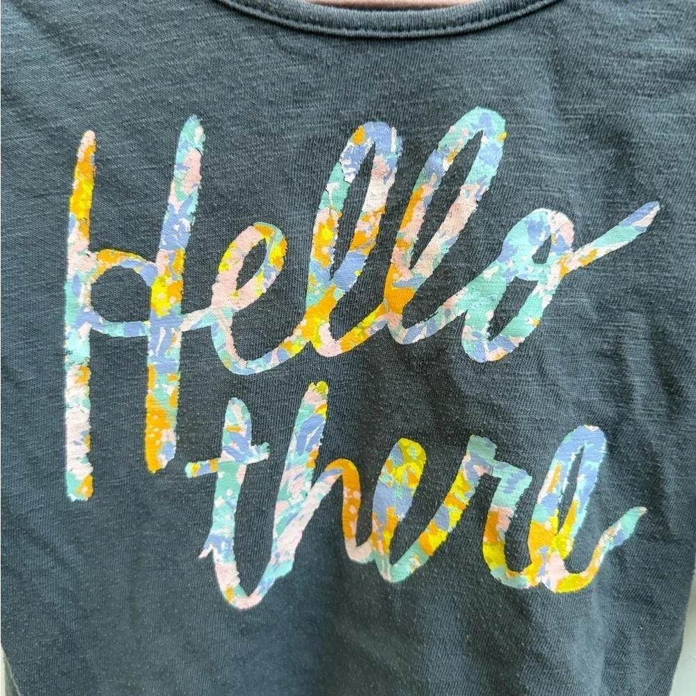 Old Navy 2T Gray & Multicolored Hello Girls Long Sleeve Blouse Top